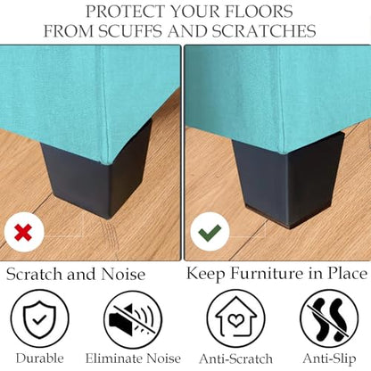 Fursafe&Q Non Slip Furniture Pads - Self Adhesive Rubber Anti Skid Pads Furniture Grippers for Hardwood Floors Rubber Chair Feet Pads Protectors Talbe Legs Anti Slip 16 Pcs 3" Square