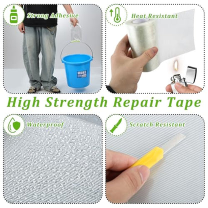 5Inch × 70FT RV Awning Repair Tape with Scissors, Outdoor Heavy Duty Repair Tape for Tarp, Tent, Boat Cover, Canvas, Sail Tape, Waterproof, UVproof and Heat-resistant Tear Repair Pctch Kit (1)