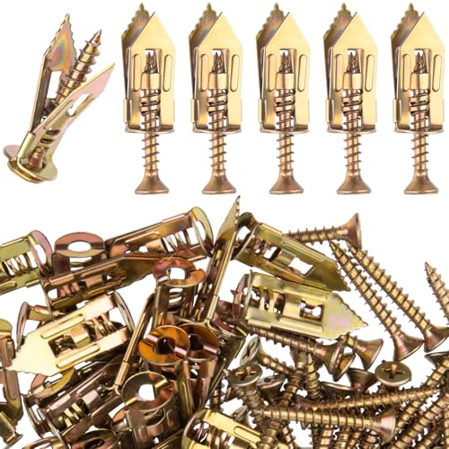 60PCS 0.47x1.18 inch Self-Drilling Anchors, Ancors and Screws for Heavy Duty, Metal Screw Anchors Kit, No Drill and Holes in Wall - size: 60PCS—0.47X1.18inch