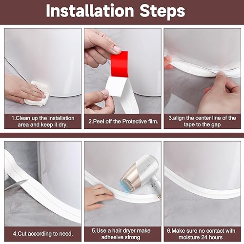Mokani Caulk Tape Waterproof Self Adhesive, 1 Roll White Caulking Sealant Strip for Kitchen, Countertop, Bathroom, Bathtub, Toilet, Shower, Floor Wall Edge Protector with Sealing Tool (1.5" x 10.5Ft) - style: 1 Roll