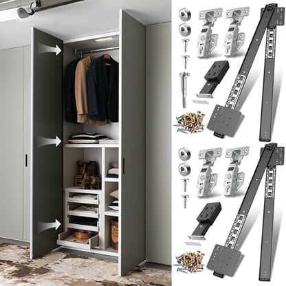 Pocket Door Slide kit, Pivot Door Slide Hardware Insert for Cabinet Doors and Insert Doors, Durable and Silent Design for Kitchen Bathroom Furniture (22in, Pieces, 4) - size: 22in