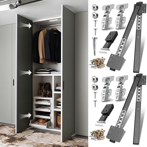 Pocket Door Slide kit, Pivot Door Slide Hardware Insert for Cabinet Doors and Insert Doors, Durable and Silent Design for Kitchen Bathroom Furniture (22in, Pieces, 4) - size: 22in