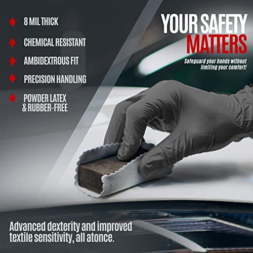 MED PRIDE Maxx Strength Nitrile Industrial Black, 8 Mil Thick - Diamond Texture Disposable Heavy-Duty, Tear-Resistant - size: XX-Large
