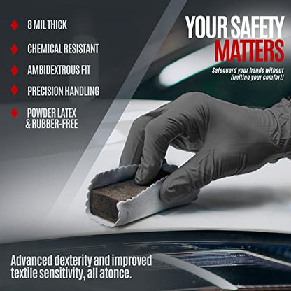 MED PRIDE Maxx Strength Nitrile Industrial Black, 8 Mil Thick - Diamond Texture Disposable Heavy-Duty, Tear-Resistant - size: XX-Large