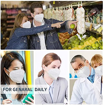 LEMENT 50PCS KN95 Face Mask 5 Layer Breathable with Elastic EarLoops Cup Dust Safety Masks White - color: Adult-50 Pack-white
