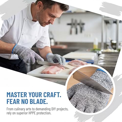 Premium Level 9 Cut Resistant Gloves for Food Prep, Butcher, Fish Cleaning, Meat Cutting, Mandoline - size: Medium