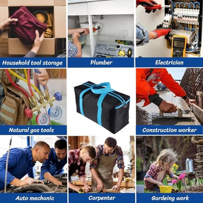 BLIRITEL Wide Mouth Tool Bag, Heavy Duty Tool Bag for Men, High Capacity Tool Tote Bag for Electricians, Multipurpose Power Tool Bag Organizer for Mechanics Carpenters (12 Inch) - size: 12 Inch