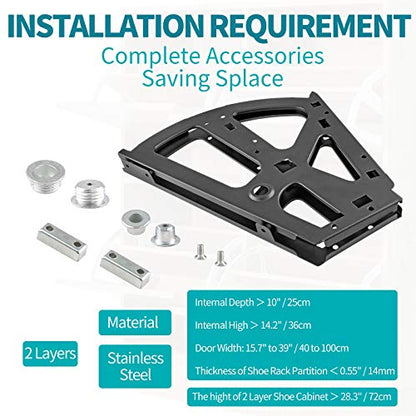 2 Layers Shoes Drawer Cabinet Hinges Flip Frames, Black Shoe Cabinet Replacement Fittings Stainless Steel for Kitchen Living Room, 1 Pair - color: Black, size: 2 Layers