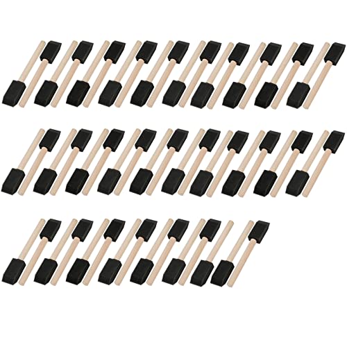 Mister Rui Poly Foam Paint Brushes 50 Pack, Sponge Paint Brushes, Mini Foam Brushes 1 Inch Wood Handle for Painting and Cleaning - color: Foam Brush Set | Pack of 50