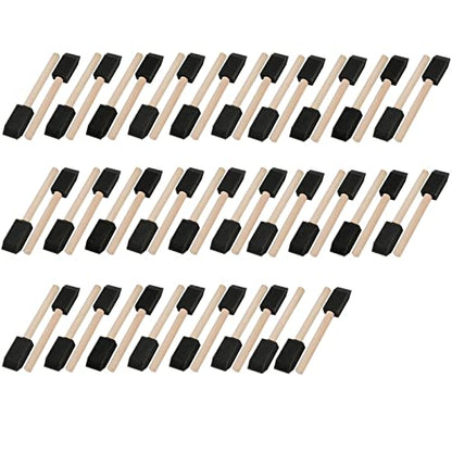 Mister Rui Poly Foam Paint Brushes 50 Pack, Sponge Paint Brushes, Mini Foam Brushes 1 Inch Wood Handle for Painting and Cleaning - color: Foam Brush Set | Pack of 50