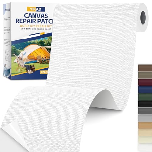 Fabric Repair Tape, Self Adhesive Canvas Repair Patch, Waterproof Outdoor Canvas Tape/Patch Kit for Sun Shades Clothing Tent Awnings Boat Cover Couches White 4x71 inch - color: White, size: 4" x 71"