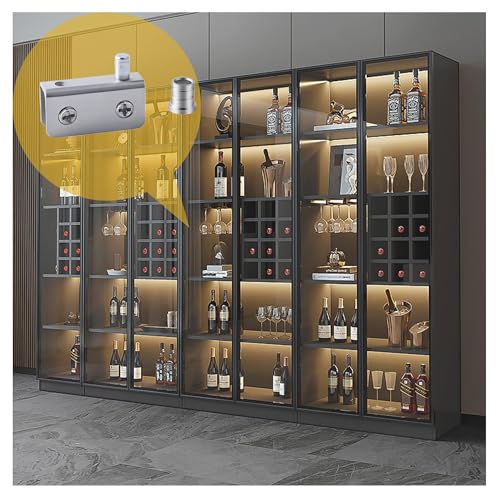 4 Pairs Glass Door Pivot Hinge Set for 4-6mm Glass, Stainless Steel No Drilling Clamp Hinge for Cabinet Doors Replacement, Medicine Cabinet Mirror & Showcase Display, Adjustable Swinging Door Hinge