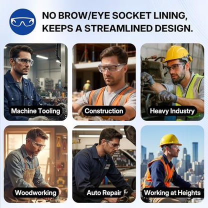 NORTHSKY Safety Glasses Over Eyeglasses, ANSI 87 Safety Goggles Over Glasses, Frameless, Clear Lens