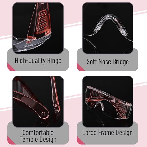 UNCO- Safety Goggles Over Glasses, Protective Goggles, Anti Fog, Work, Safety Glasses Over - color: Light Pink, size: 2 Pack