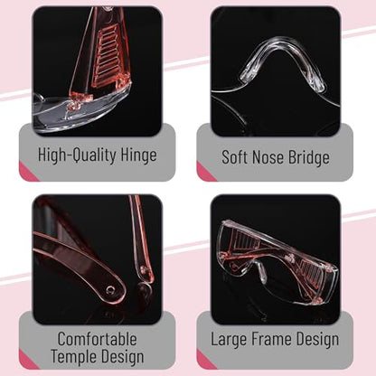 UNCO- Safety Goggles Over Glasses, Protective Goggles, Anti Fog, Work, Safety Glasses Over - color: Light Pink, size: 2 Pack