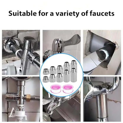 10PCS Shower Pipe Extender, Shower Head Extension Pipe, Stainless Steel G1/2 Male To Female Thread, Length Extender Pipes Fitting Nipple for Showers, Faucets, and Plumbing With Ptfe Thread Seal Tape