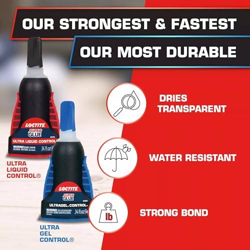 Loctite Super Glue Ultra Gel Control, Clear, 0.14 fl oz Bottle, 12 Pack - Superglue for Plastic, Wood, Metal, Crafts & Repair, Cyanoacrylate Adhesive Instant Glue, Quick Dry - size: 12 Pack, style: Ultra Gel Control