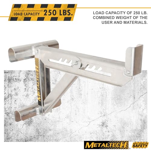 Metaltech 1 Unit 2-Rung Ladder Jack E-LJ20, Aluminum Jack for Scaffolding Extensions and Work Platforms, Scaffold, Masonry, Painting, Roofing Tool for Job Site and Home Improvement - size: 1 Unit 2 Rung