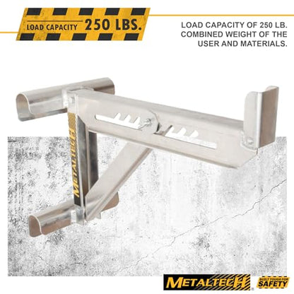 Metaltech 1 Unit 2-Rung Ladder Jack E-LJ20, Aluminum Jack for Scaffolding Extensions and Work Platforms, Scaffold, Masonry, Painting, Roofing Tool for Job Site and Home Improvement - size: 1 Unit 2 Rung