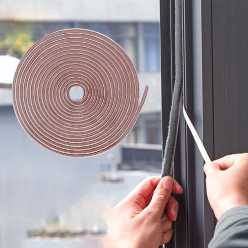 Bruiefpap 39.4FT Weather Stripping for Doors and Windows, Self-Adhesive Soundproofing Door Seal, Door Insulation for Sliding, Exterior, Frames and Front, 0.35'' Wide x 0.35'' Thick, Brown - color: Brown, size: 39.4FT, 0.35'' Wide X 0.35'' Thick