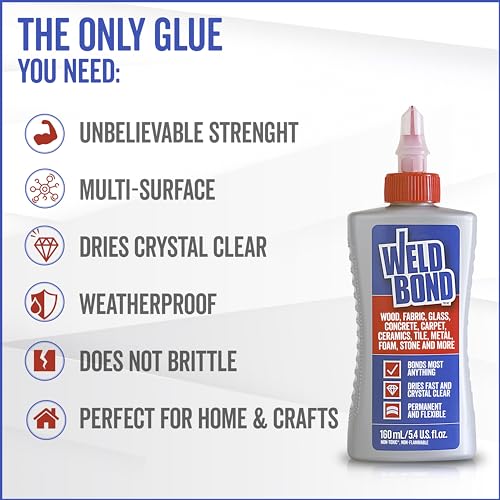 Weldbond Multi-Purpose Glue - The Ultimate Bonding Solution ! Non-Toxic Glue for Wood Glue Glass Mosaic Ceramic Pottery Craft Tile Porcelain Stone Jewelry Fabric Furniture & More. 5.0z /160ml 6-Pack - size: 6 pack