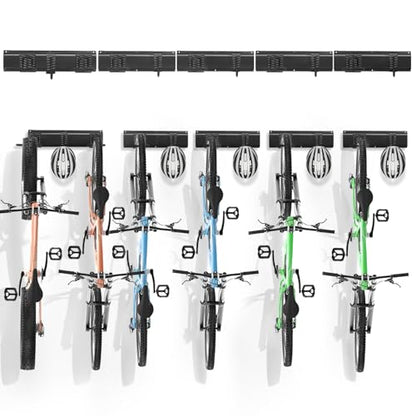 VEVOR Bike Storage Rack, 6 Bike Racks and 5 Helmets Hooks, Wall Mount Bike Storage Hanger, Home & Garage Organizer, Customizable for Various Bike Sizes, Adjustable Holder, Holds Up to 300 lbs, 85-inch - size: 85 Inch