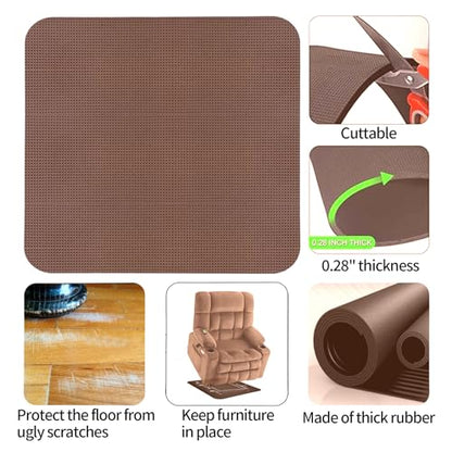 Recliner Pads for Hardwood Floors Non Skid Furniture Gripper Pad Floor Rubber Mat,Anti Slide Furniture Pad Hardwood Floor Protector,Swivel Chairs Recliner Mats Non Slip Recliner Grippers Coffee - size: Sq-Coffee-30"x30"