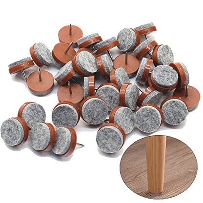 40pcs Round Heavy Duty Nail-on Felt Pad for Furniture Chair Table Leg Feet Floor Protectors Slide Smoothly (Brown, Pad Diameter 22mm) - color: Brown 22mm(40 Pcs)