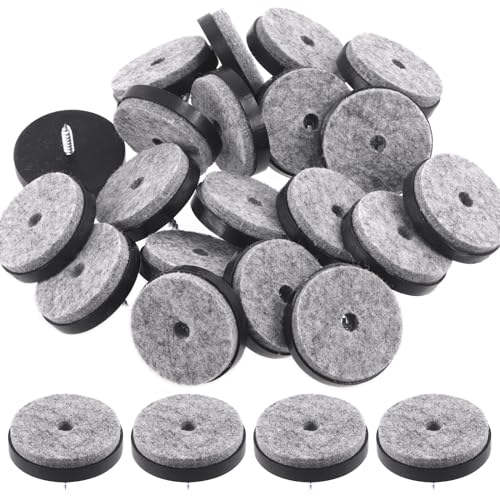 Keadic 20Pcs Screw-on Furniture Felt Pads Bulk Set, 1-1/2"(38mm) Dia Round Slider Glide Floor Protector for Wooden Furniture Chair Tables Leg Feet (Black) - size: 1-1/2"(38mm)