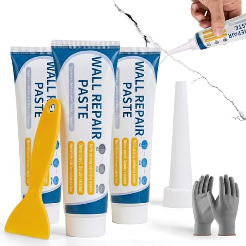 Wall Mending Agent Repair Kit with Scraper Nozzle Extender, 2026 New Drywall Hole Repair Kit, Efficient Wall Repair Paste Filler for Holes & Cracks, Nail Holes, Dents & Small Damage, 5.3oz (3 Pack) - color: 3 Pack