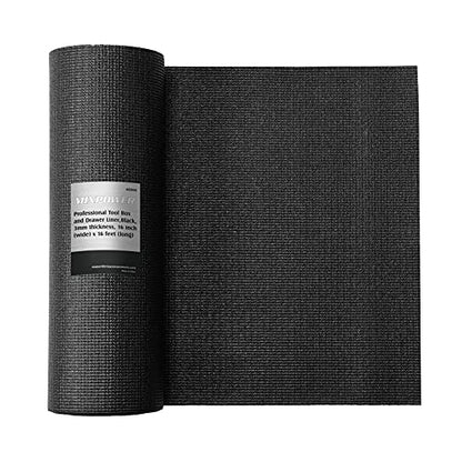 MIXPOWER Professional Tool Box Liner and Drawer Liner,Easy Cut Non-Slip Foam Rubber Toolbox Drawer Liner Mat - Adjustable Thick Cabinet Liners,Black,16 inch (Wide) x 16 feet (Long) - size: 16"W x 192"L