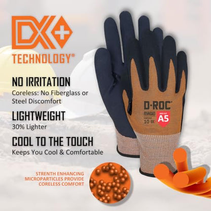 MAGID D-ROC ANSI A5 DX+ Technology VersaTek Grip Work Gloves, 1 Pair, Size 8/Medium, DXPG53 - size: 8/M, style: 1 Pair