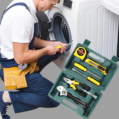 MAYWILLA 8 Piece Hand Tool Kit Basic Set,General Household Repair Small Home Tool Kit with Storage BoX for Car Maintenance,Home,DIY,Office,Garage