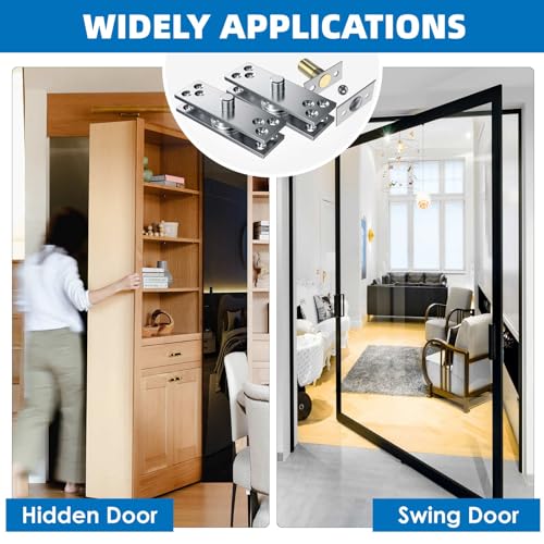 Heavy Duty Hidden Pivot Hinges 300LB Stainless Steel for Murphy Door Bookshelf Secret Room Invisible Door Hardware Kit (Center Mount,1 Set) - color: Center Mount 300 lbs 1 set