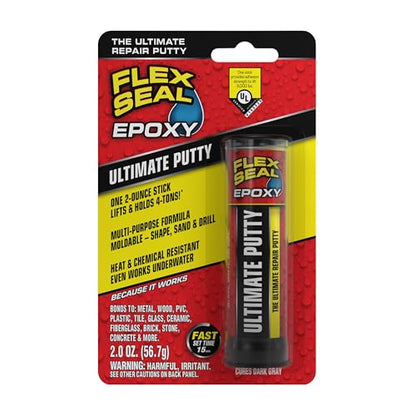 Flex Seal Epoxy, Ultimate Putty, Multi-Purpose, Durable, Permanent, Watertight, Long-Lasting Bond, for Automotive, Marine, Plumbing, Home, & Tool Repairs, Cures Dark Gray, 2 oz Putty Stick - style: Putty Stick 2 oz