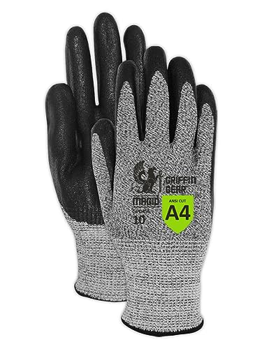 MAGID Griffin Gear ANSI A4 Liquid Repellent Nitrile Work Gloves, 144 Pairs, Size 8/Medium (GPD456) - color: Foam Nitrile Coating, size: 8/Medium, style: 144 Pair