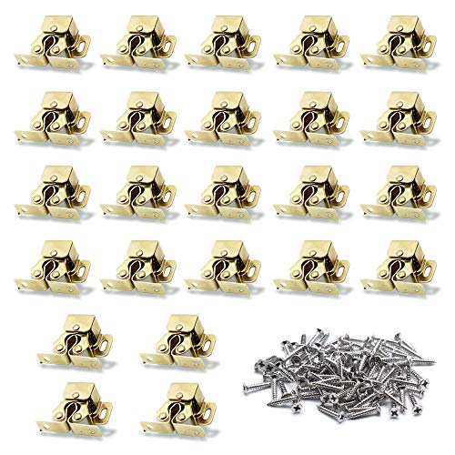 Luomorgo 24 Pack Double Roller Catch Cabinet Latches with Spear Strike for Cupboard Closet Door, Gold - color: Gold, size: 24 Pieces