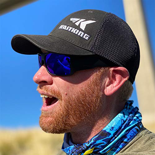 KastKing Iditarod Polarized Sport Sunglasses,PuriVex Protective Lens Coating Fishing Sunglasses For Driving Cycling Running - color: B: Matte Black Frame, Blue Mirror