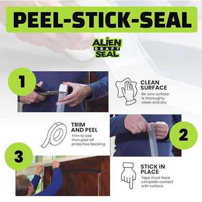 Alien Draft Seal Set of 49 Feet Anti-Draft Adhesive and Flexible Flap to Seal Gaps Around Doors and Windows As Seen On TV - size: 49 Feet - Pack of 1