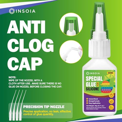 Silicone Glue, 20g Clear Super Glue for Silicone Repair Quick Fix Silicones Adhesive Heavy Duty Strong Crazy Instant Glue for Bonding Model, Toys, TPR, TPU, DIY Crafts and More - size: 20 Grams * 1 Pack, style: Silicone Glue