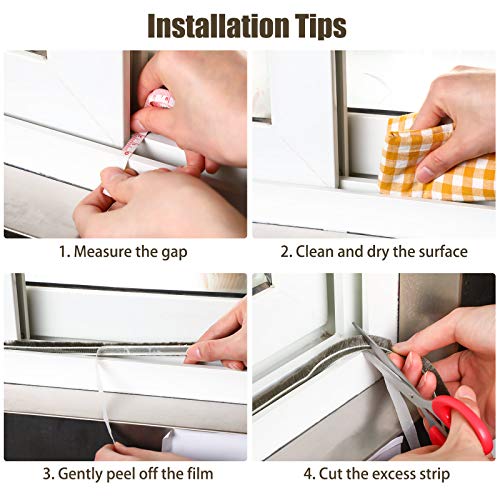 Jetec 1 Pcs Self Adhesive Brush Weather Stripping 19.75 ft Per Strip 3/8 x 3/8 Inch Grey Fuzzy Pile Felt Door Weather Seal for Sliding Windows Frames Seal Winter Strip for Soundproofing Dustproof DIY - color: Gray
