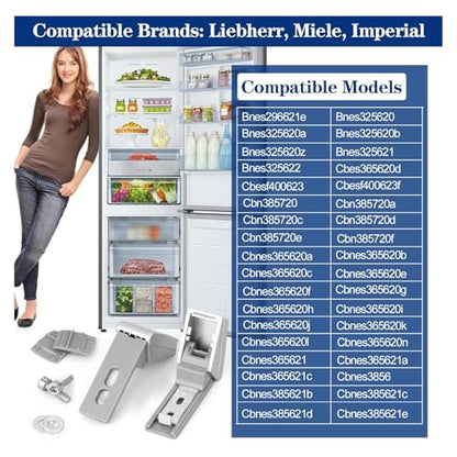 2 Pieces of 9590178 Fridge Hinges Replacement Part for Liebherr Freezer 9590124, 9590190 Hinge Set Door Handle Stainless Steel Door Repair Kit - 2 Years Warranty