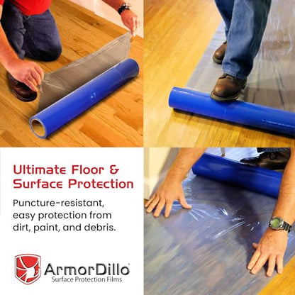 ArmorDillo New 3-Ply Strong Easy to Use Hardwood Floor, Hard Surface Protection Film (18" x100') - size: 17.5x1200 Inch (Pack of 1)