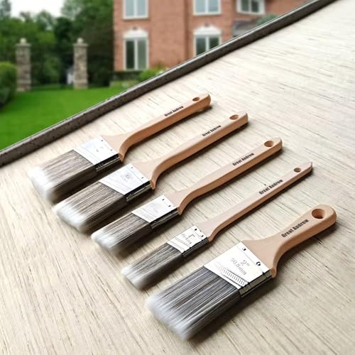 Great Andrew 10 Pack Paint Brushes Bulk (1" 1.5" 2" 2.5" 3") Set, Angle Sash Brushes for Trim, Walls, Wood, Stain Brushes for Painting House & Exterior, Latex, Oil - size: 10 pcs-1"1.5"2"2.5"3"