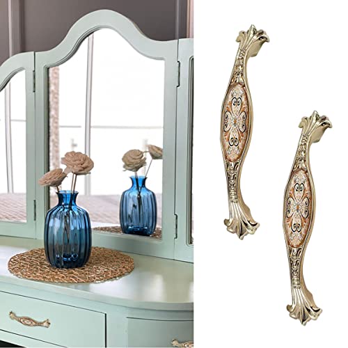 5" Zinc Alloy Cabinet Pulls Furniture Knobs Floral Pattern Cupboard Handle Drawer Pulls Solid Metal Kitchen Hardware Handles for Cabinet Drawer Wardrobe (2pcs/Set) - color: Floral, size: 5 Inch