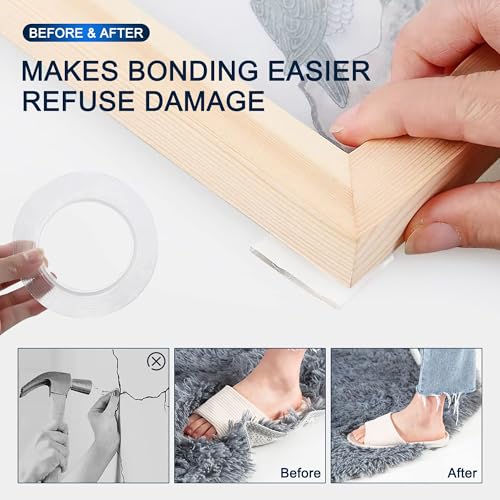 SANKEMU Double Sided Tape Heavy Duty (10FT) Mounting Tape Strong Adhesive Strips Sticky Nano Tape Multipurpose Removable Transparent Two Sided Poster Tape for Paste Items, Household (Pack of 2) - size: 1.18 INCH X 9.85 FT (Pack of 2)