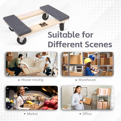MaxWorks 50856 1320 lbs. Capacity 18 in. x 12 in. Hardwood Furniture Moving Dolly, KD Version Two Pack - color: Natural, size: 18 in x 12 in