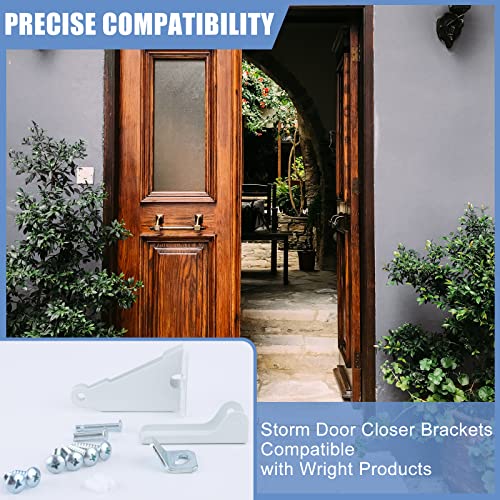 Screen Door Closer Kit, Storm Door Replacement Parts Compatible with Wright Products Screen Door Stopper Parts with Brackets, Pins and Mounting Screws (White)