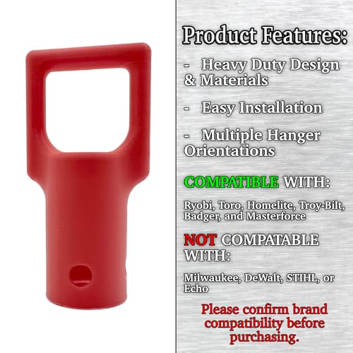 Heavy Duty Trimmer Attachment Hanger 4 Pack – Red – Wall Mount Hooks for Garage & Shed – Fits Ryobi, Toro, Homelite, Troy-Bilt, Badger, Masterforce Weed Eater, String Trimmer, Blower, Edger Tools - color: Red