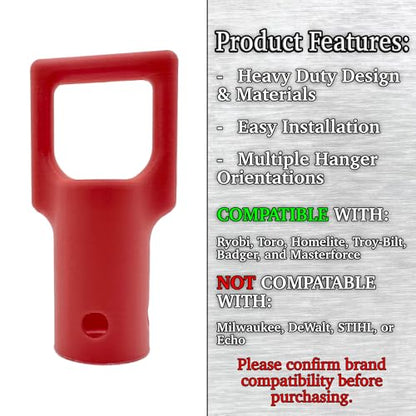 Heavy Duty Trimmer Attachment Hanger 4 Pack – Red – Wall Mount Hooks for Garage & Shed – Fits Ryobi, Toro, Homelite, Troy-Bilt, Badger, Masterforce Weed Eater, String Trimmer, Blower, Edger Tools - color: Red